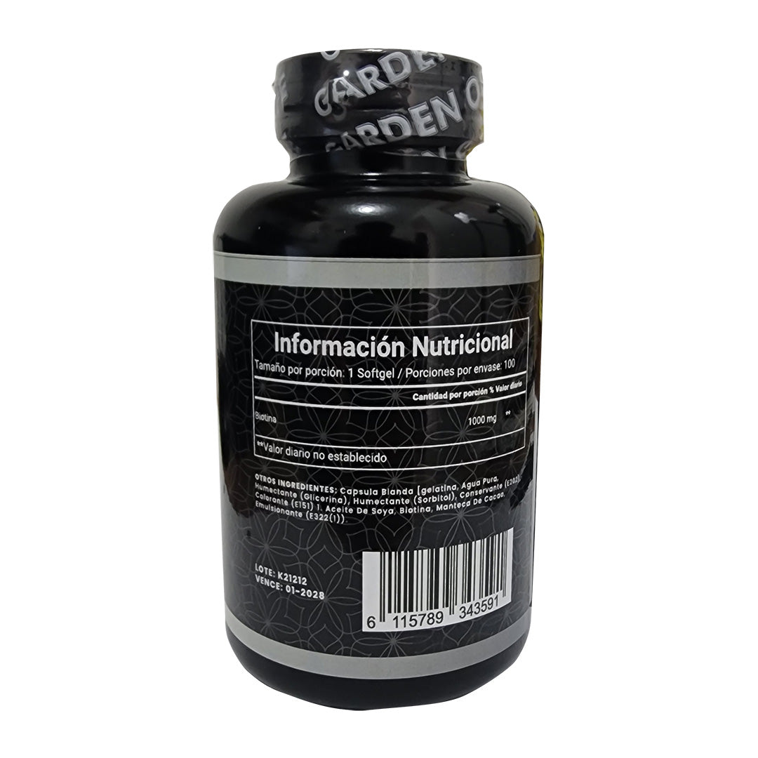 Biotina 1000mg x 100 Cápsulas Gel Suave