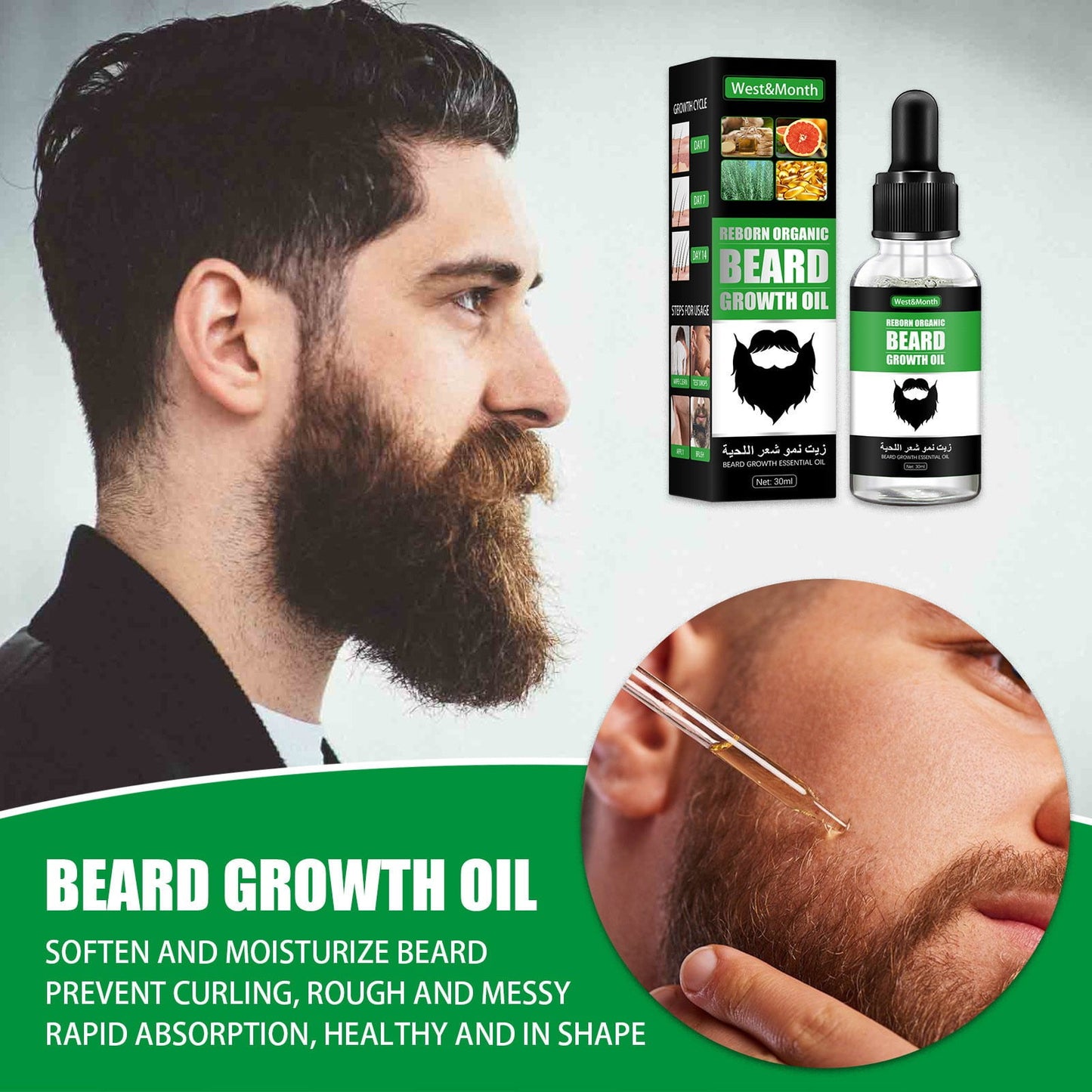 Aceite Crecimiento de Barba - Reborn Organic Beard 30ml