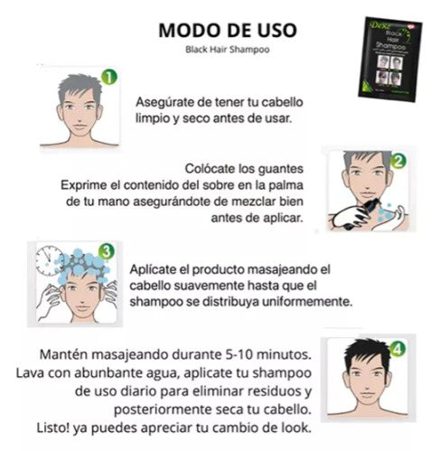 Caja Shampoo Tinte Negro 10 Sobre Cubre Canas