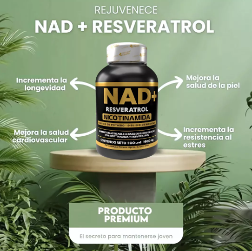 NAD+ Resveratrol Pastas 600mg x 100 Pastas con INVIMA