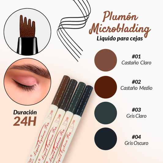 Plumón 3 Pelos Café Oscuro Delineador  Plumón Microblading