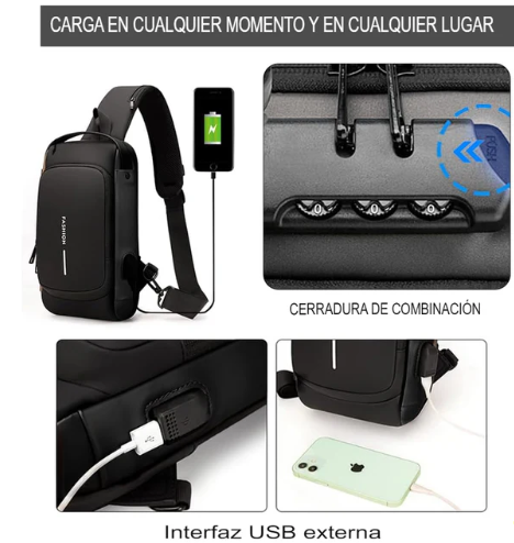 Bolso Morral Maletín Antirrobo Negro