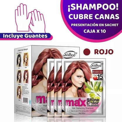 Caja De Shampoo Tinte Brown Red 10 sobres