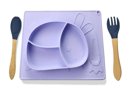 Kit Plato Conejo en Silicona + Cucharas