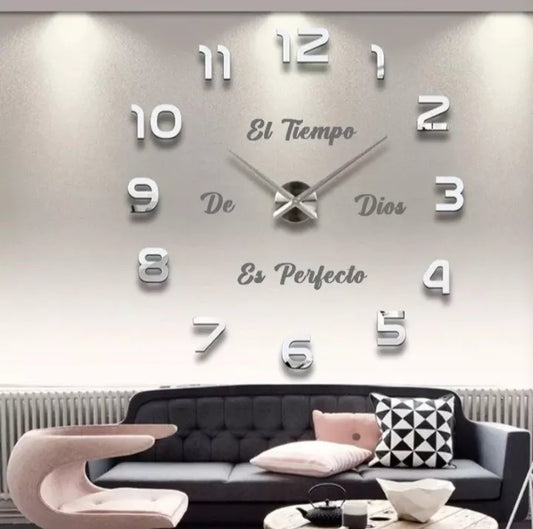 Reloj Pared Grande Gris 100 cms