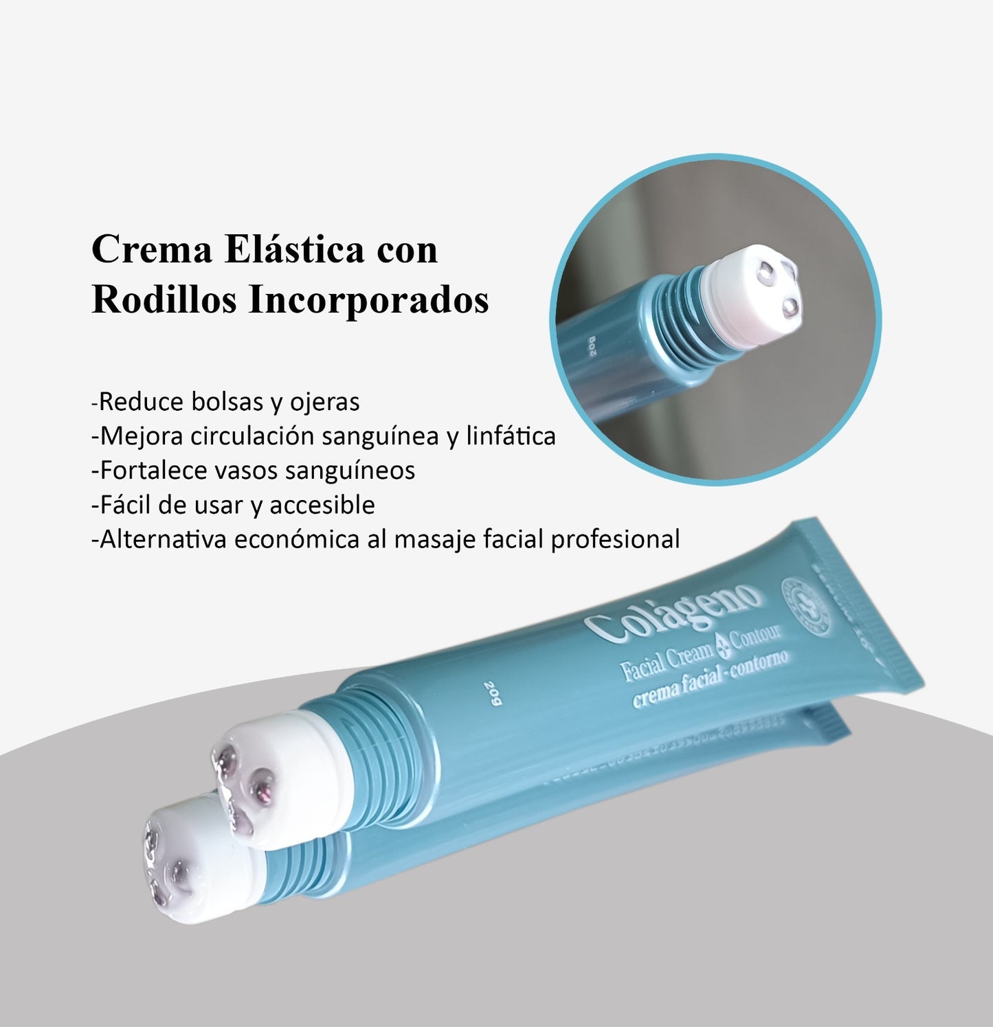 Crema Contorno de Ojos con Colágeno 20gr Con Rodillos