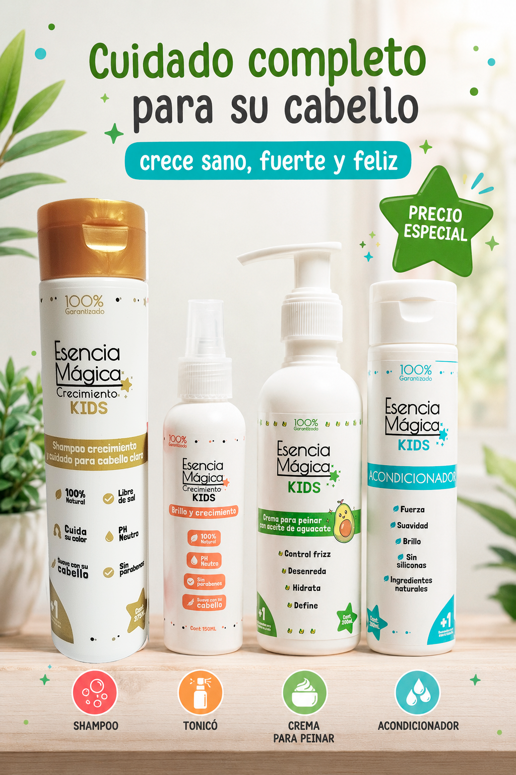 Combo x 4 Crecimiento Cabellos Claros