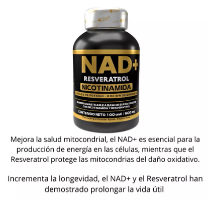 NAD+ Resveratrol Pastas x 100 Unidades con INVIMA