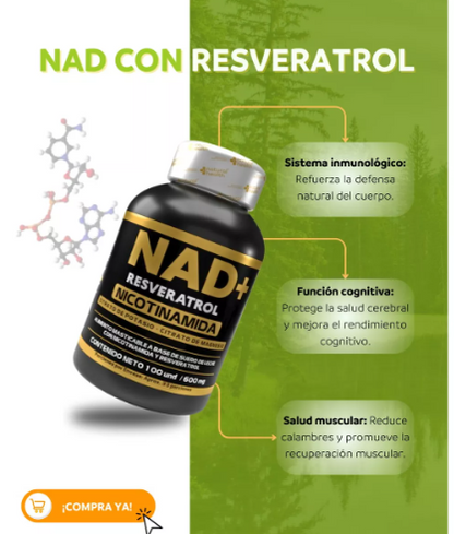 NAD+ Resveratrol Pastas x 100 Unidades con INVIMA