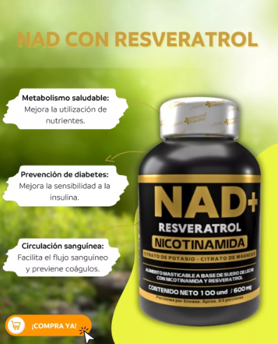 NAD+ Resveratrol Pastas x 100 Unidades con INVIMA