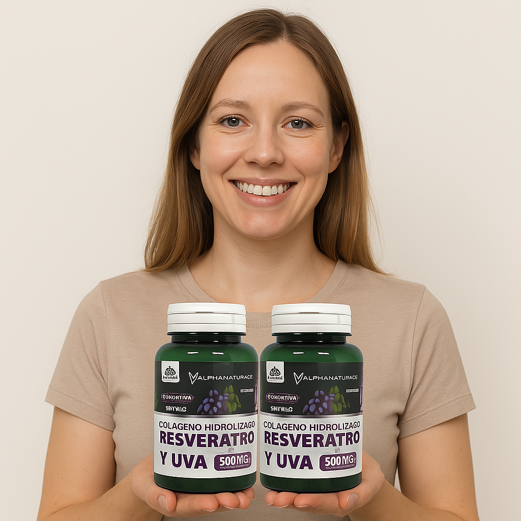 Resveratrol Colágeno y Uva 500mg 60 Cápsulas x 2 Unidades